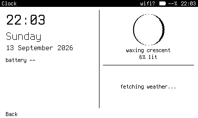 The full face: time, day, date, battery, the moon, and the weather.