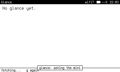 Glance asking the server. With an answer, it shows the overdue items; without one, the last answer and its age.