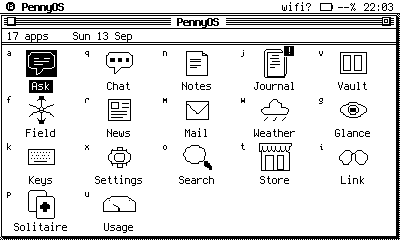 Home in the os8 theme: a platinum window with a menu bar.
