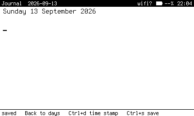Today's page, opened with the date as its heading.
