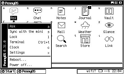 The Start menu in the win95 theme.